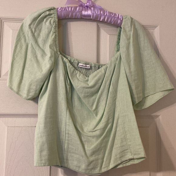 Abercrombie & Fitch light green linen top - Picture 1 of 4
